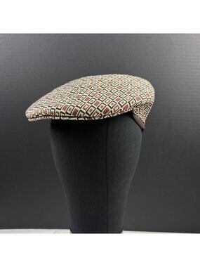 Vintage Kangol Great Britain Flat Cap Brown Geometric Pattern Small